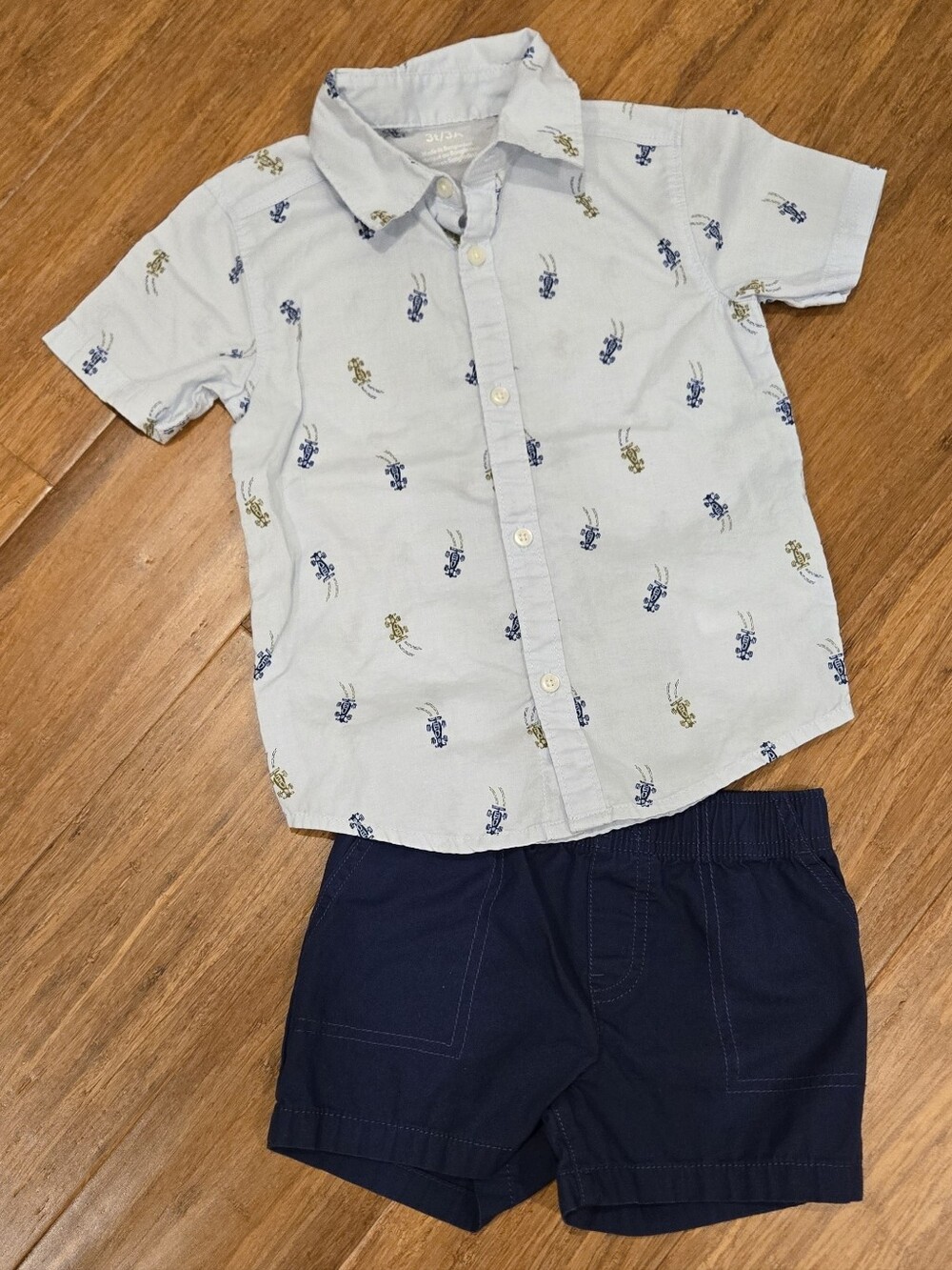 Carter's Toddler Race Car Short Sleeve Button Down Shirt & Shorts Matching Set